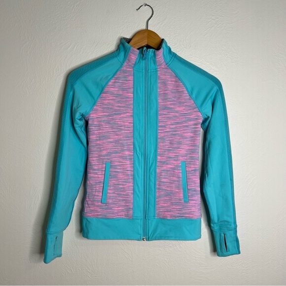 IVIVVA Girls Reversible Zip-Up Jacket Gray Teal Full Zip Pockets Activewear 10 - Picture 13 of 16